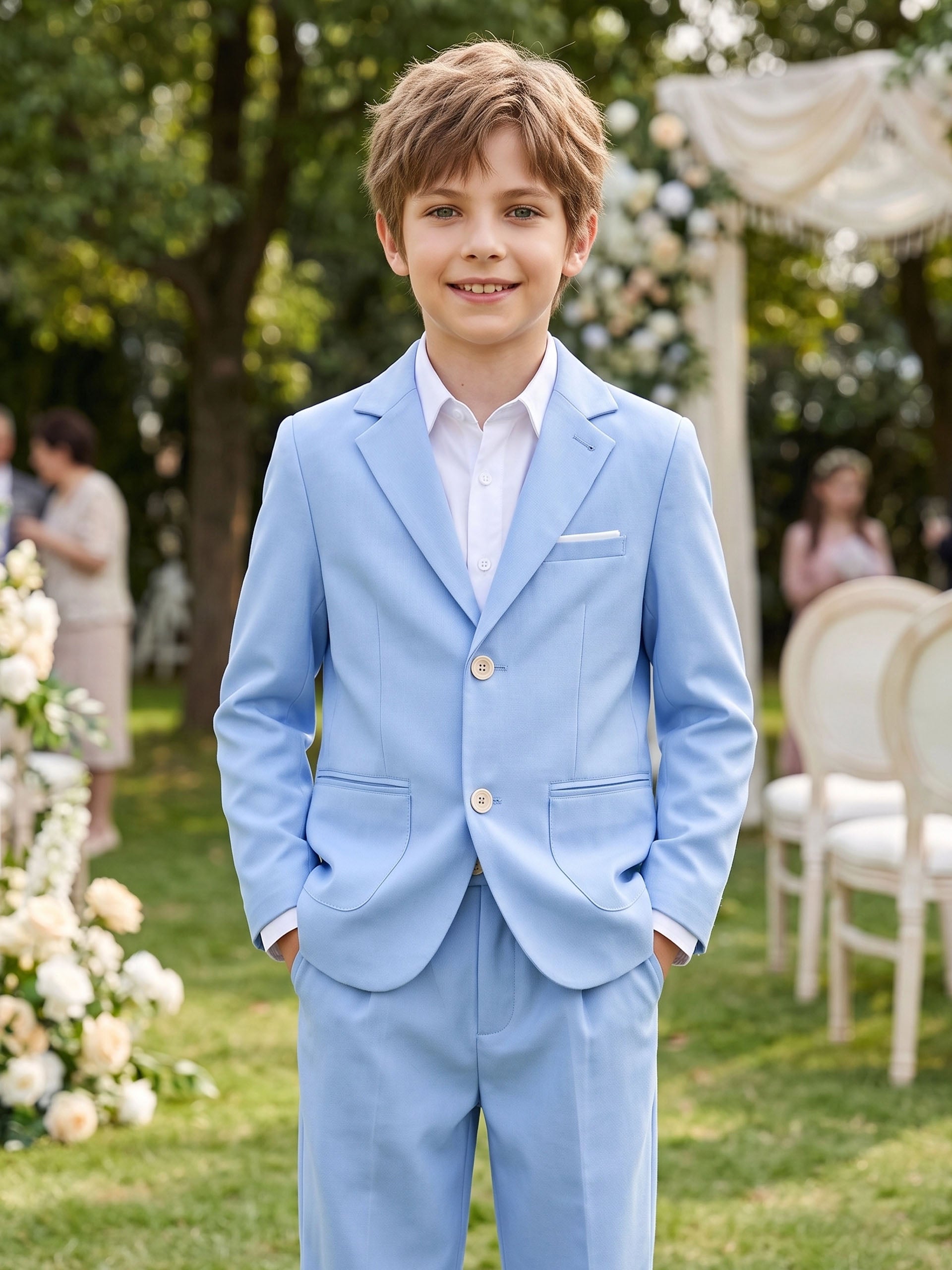 Boys Linen Suit Slim Fit Kids Lightweight Suit