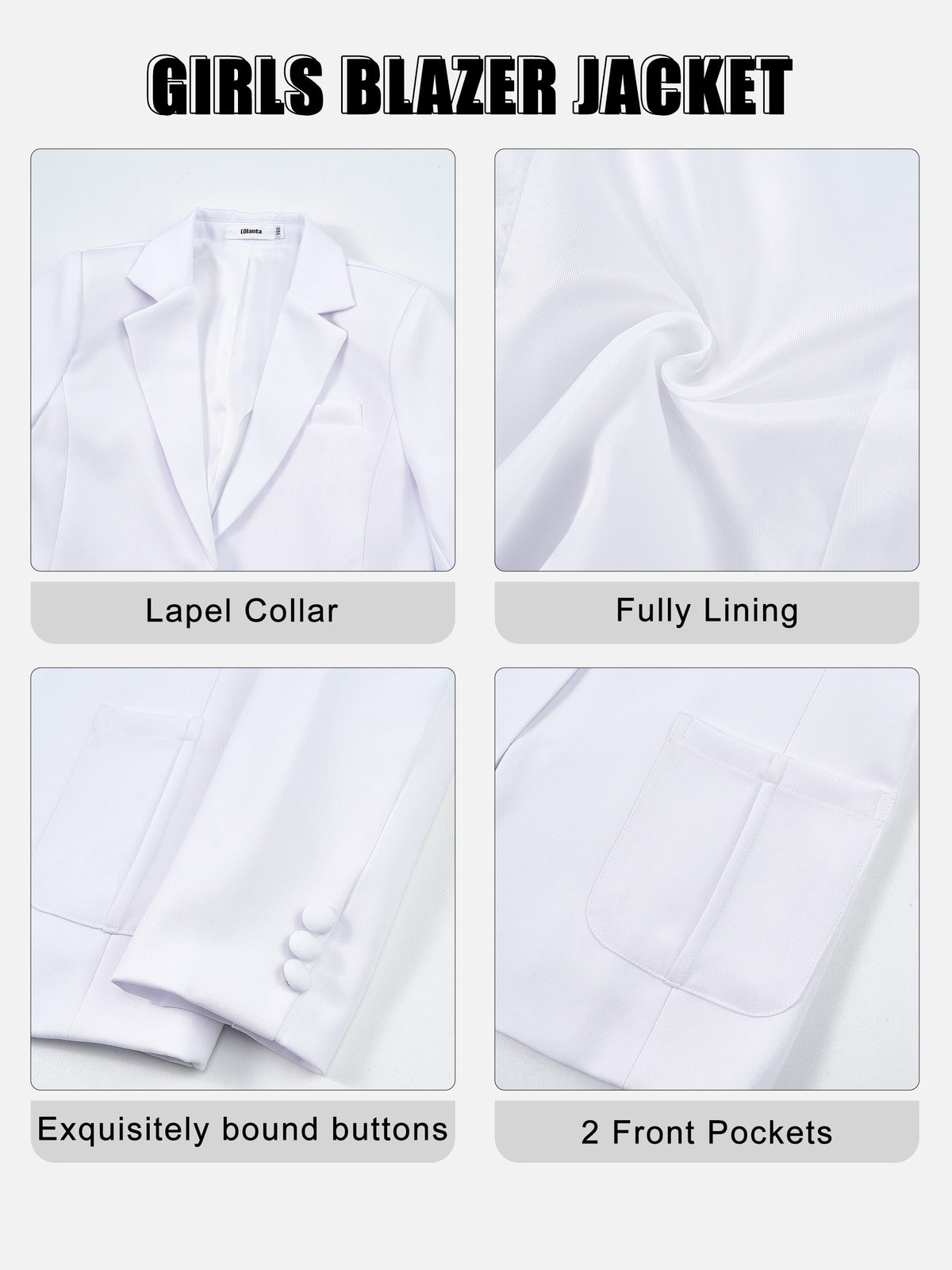 Girls Blazer Kids Lapel Suit Jacket Long Sleeve Coat