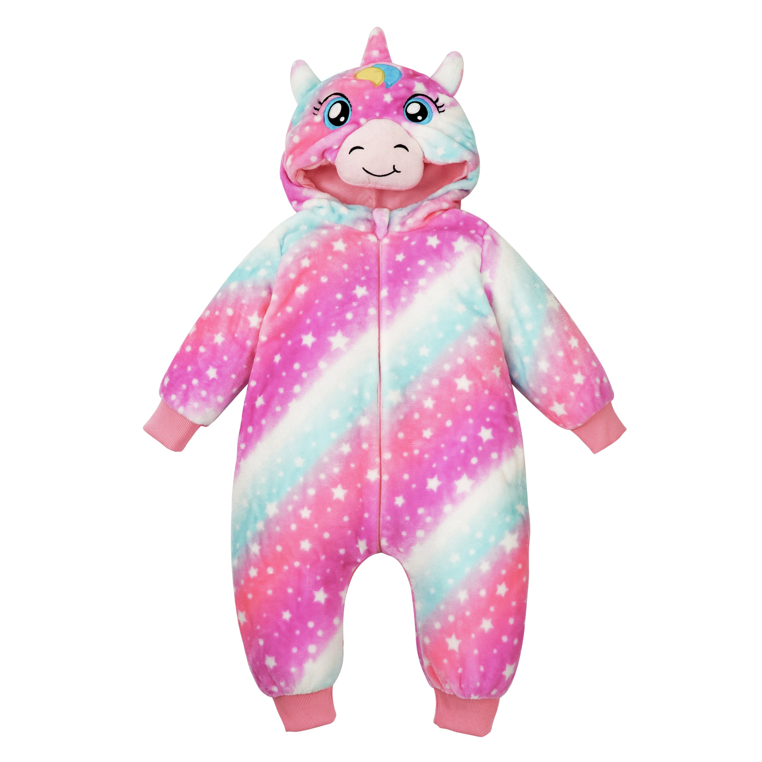 Lolanta Baby Toddler Girls Unicorn One-piece Fleece Hooded Rompers