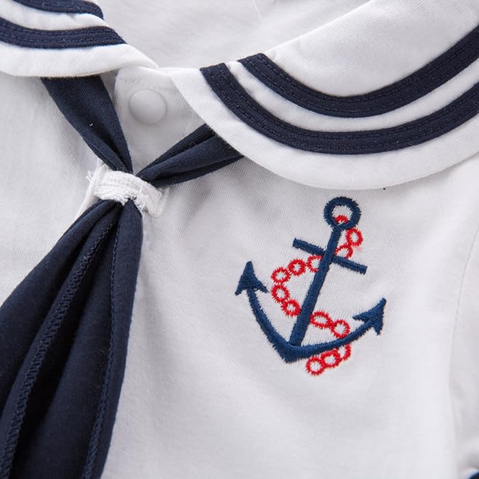 LOLANTA Infant Baby Boy Girl Summer Romper Short Sleeve Sailor Bodysuit Jumpsuit