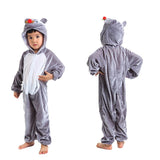 LOLANATA Kid's Gray Mouse Animal Cosplay Costume Long Sleeve Fleece Romper