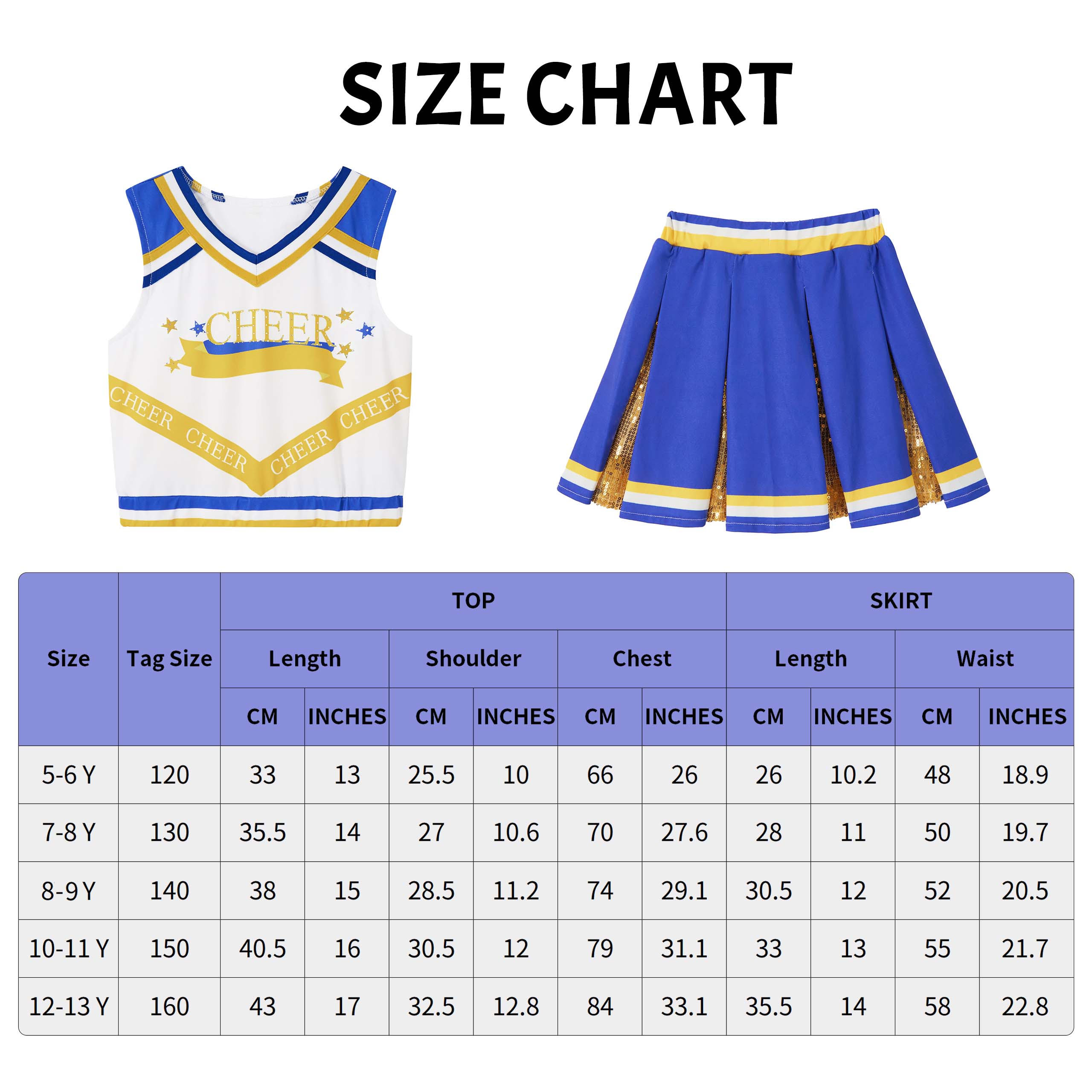 Girls Cheerleader Costumes Kids Halloween Costume Glitter Cheerleading Uniform