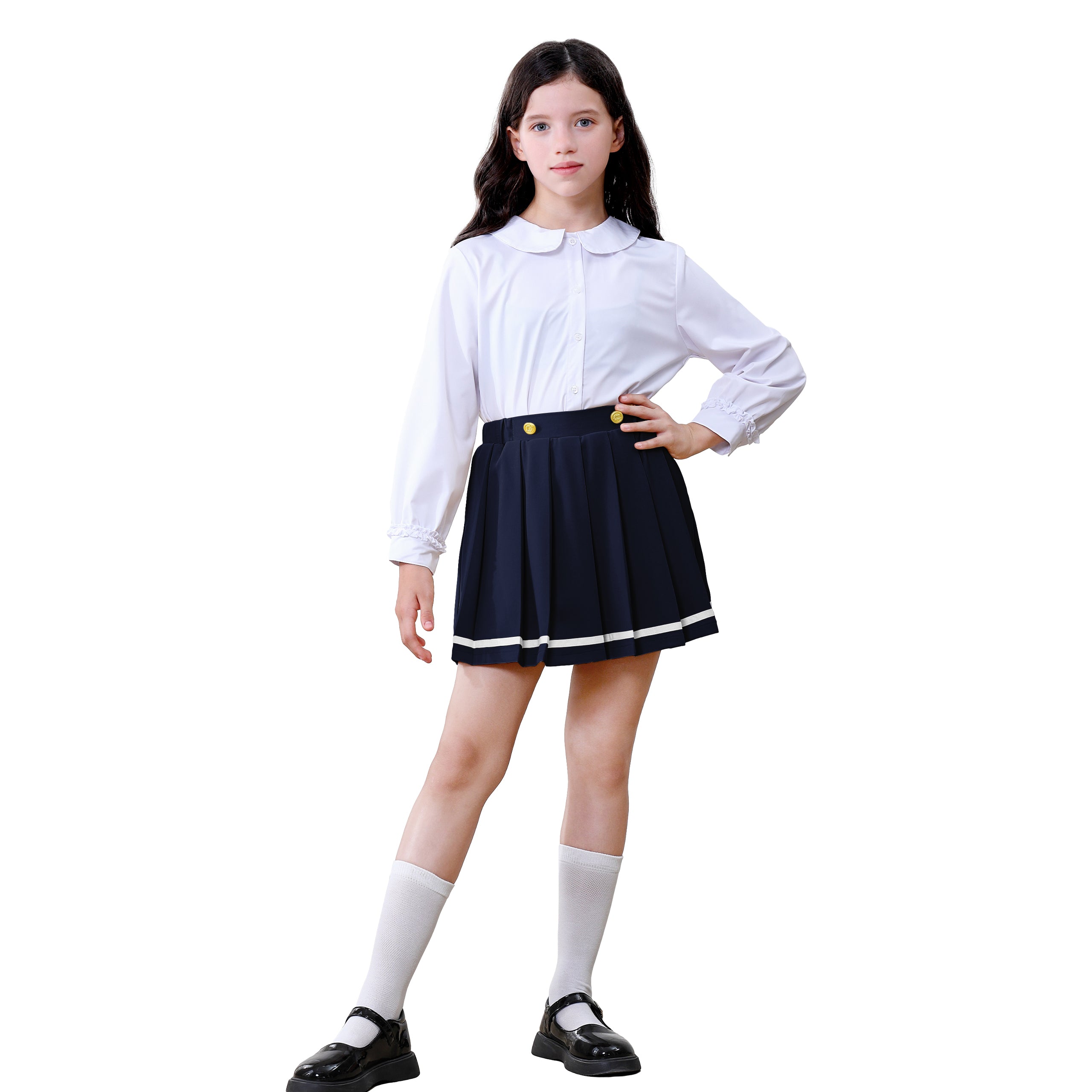 Girls Suspender Skirts Kids Formal Pleated Skort