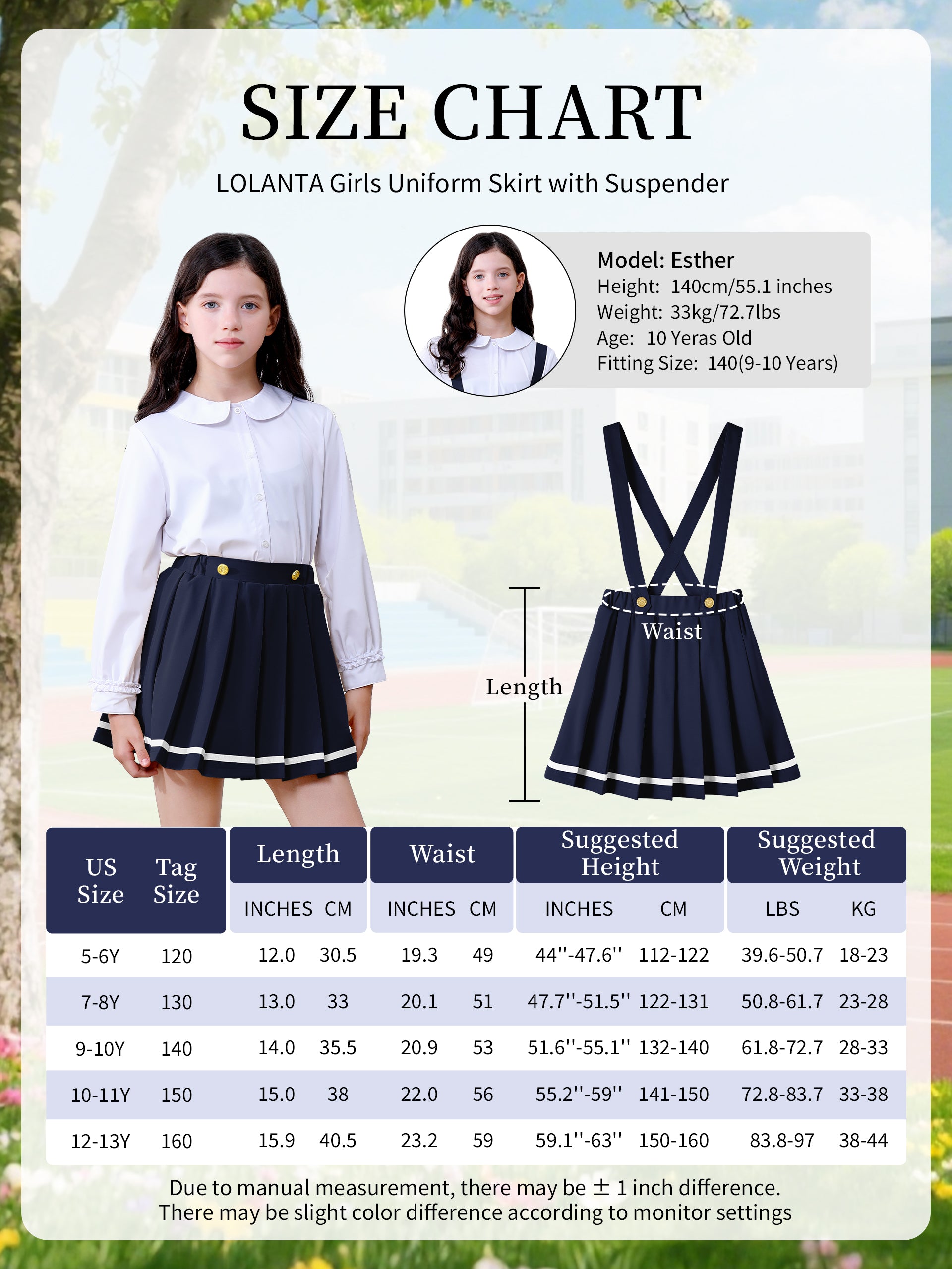 Girls Suspender Skirts Kids Formal Pleated Skort