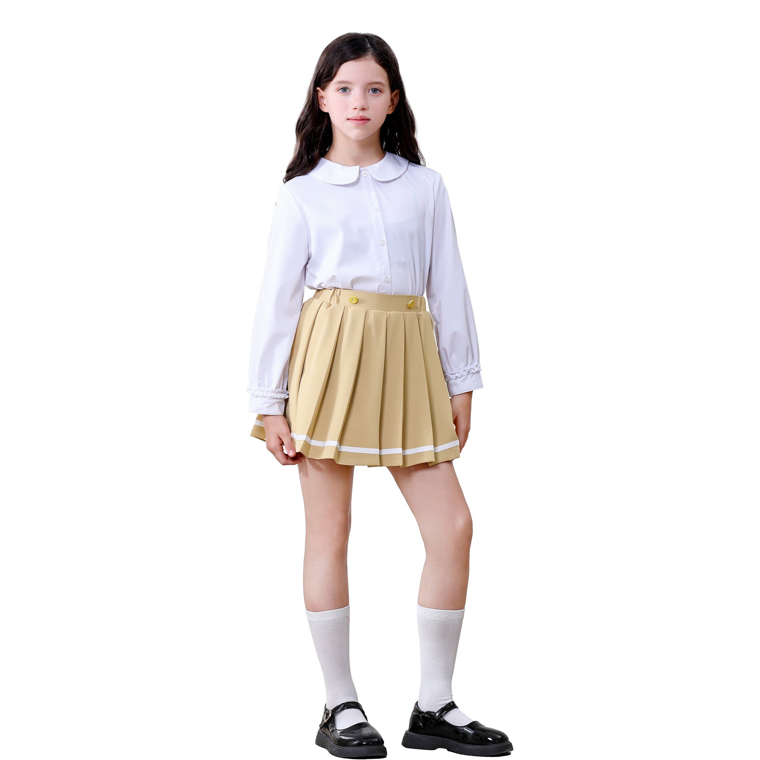 Girls Suspender Skirts Kids Formal Pleated Skort