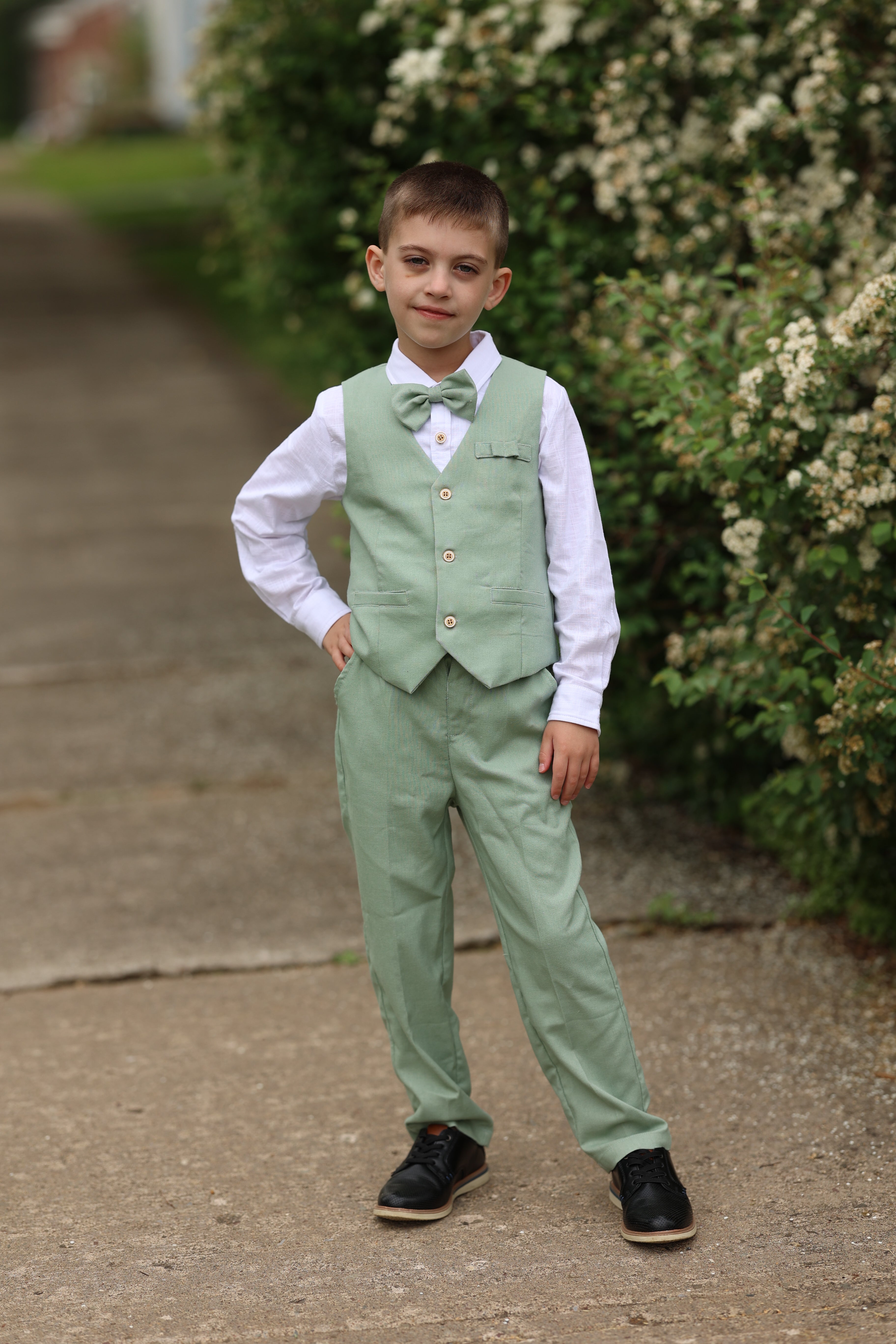 Boys Linen Suit Dress Clothes Kids Graduation Wedding Outfit