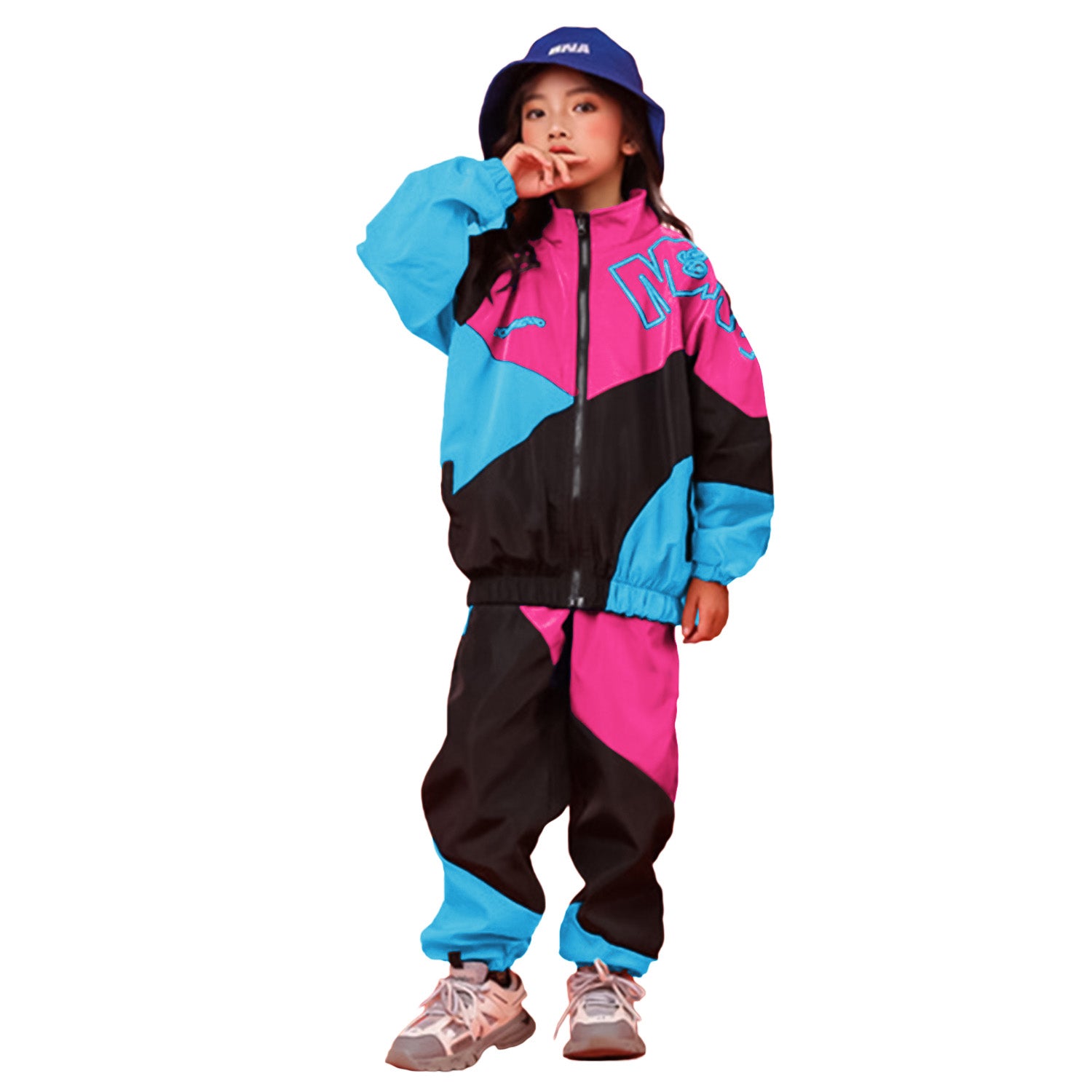 [VIP] Chaqueta unisex para niños, pantalones cargo, ropa deportiva, escenario, moda, baile 