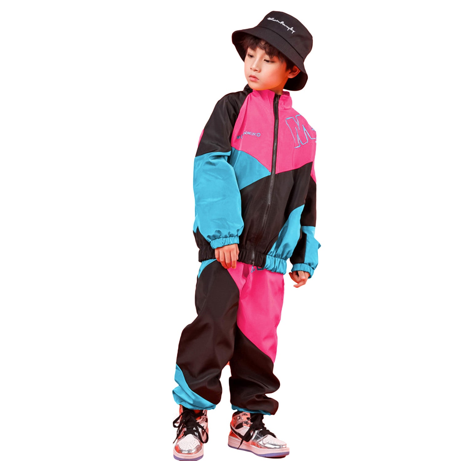 [VIP] Chaqueta unisex para niños, pantalones cargo, ropa deportiva, escenario, moda, baile 