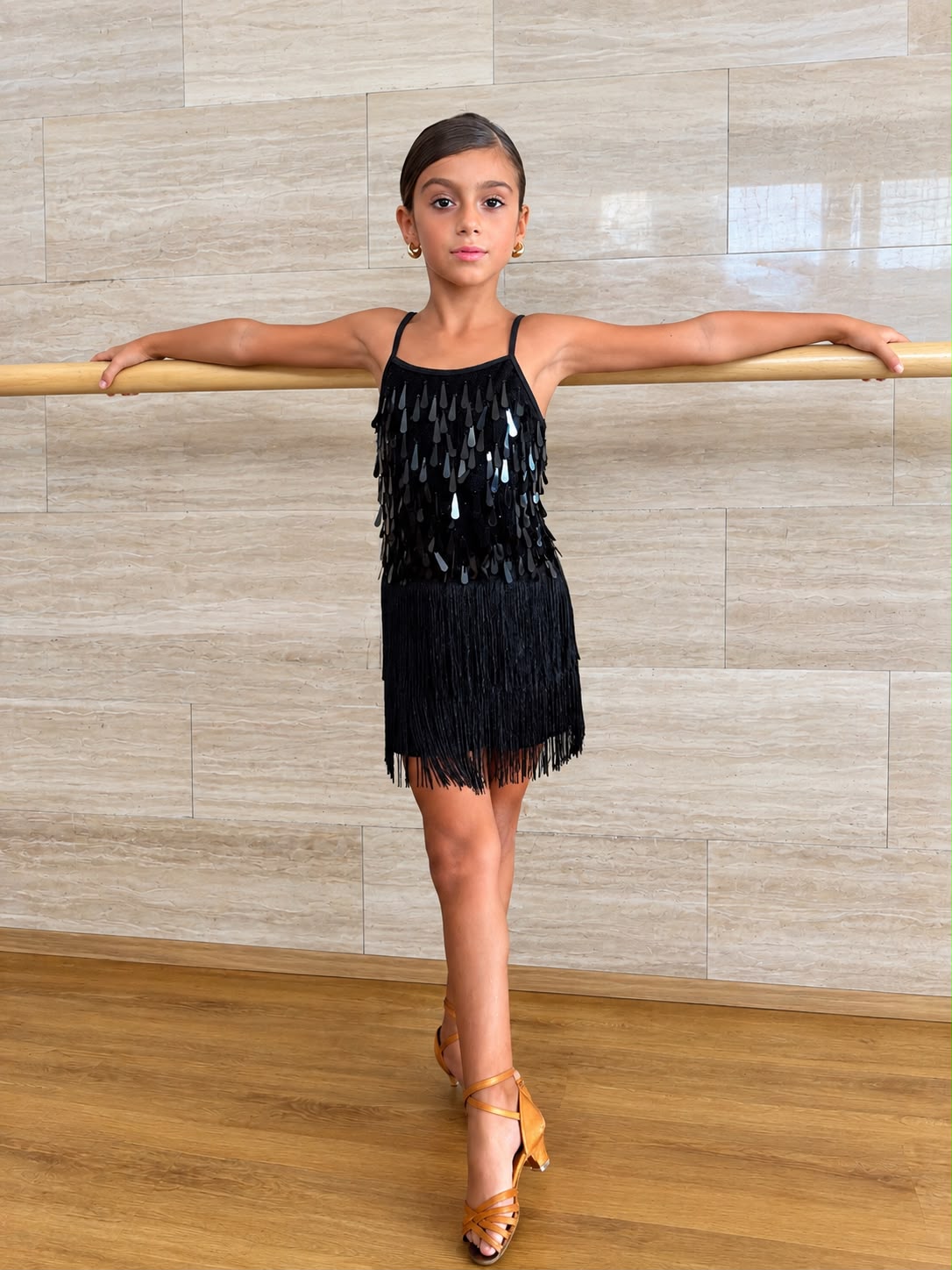 Girls 2Pcs Sequin Fringe Dress
