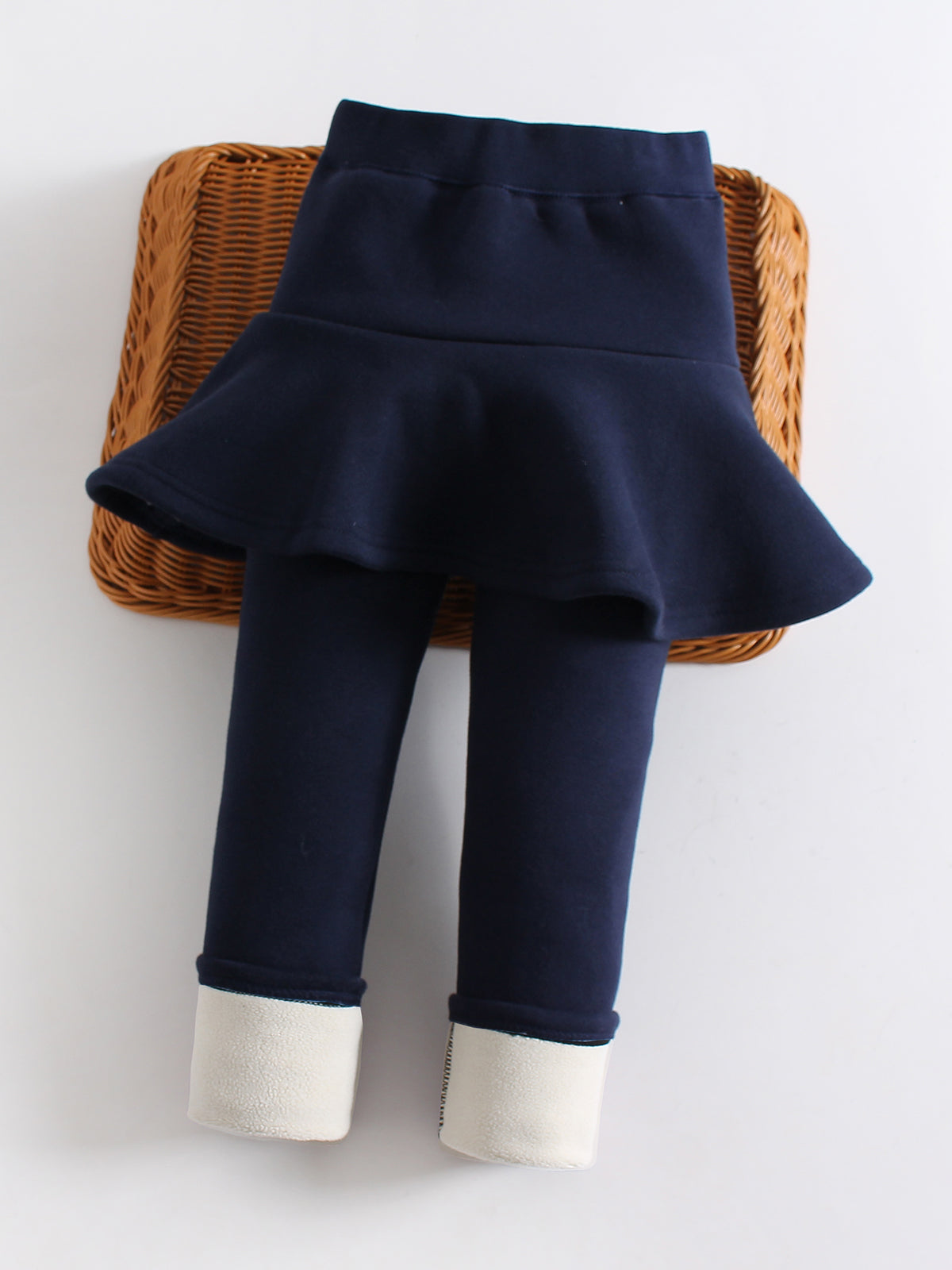 Girl's Fleece Lined Leggings with Skirt Warm Winter Snow Pants