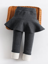 Girl's Fleece Lined Leggings with Skirt Warm Winter Snow Pants
