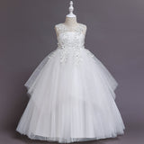 Girl's Flower Dress Wedding Kids Tulle Princess  Long Dresses