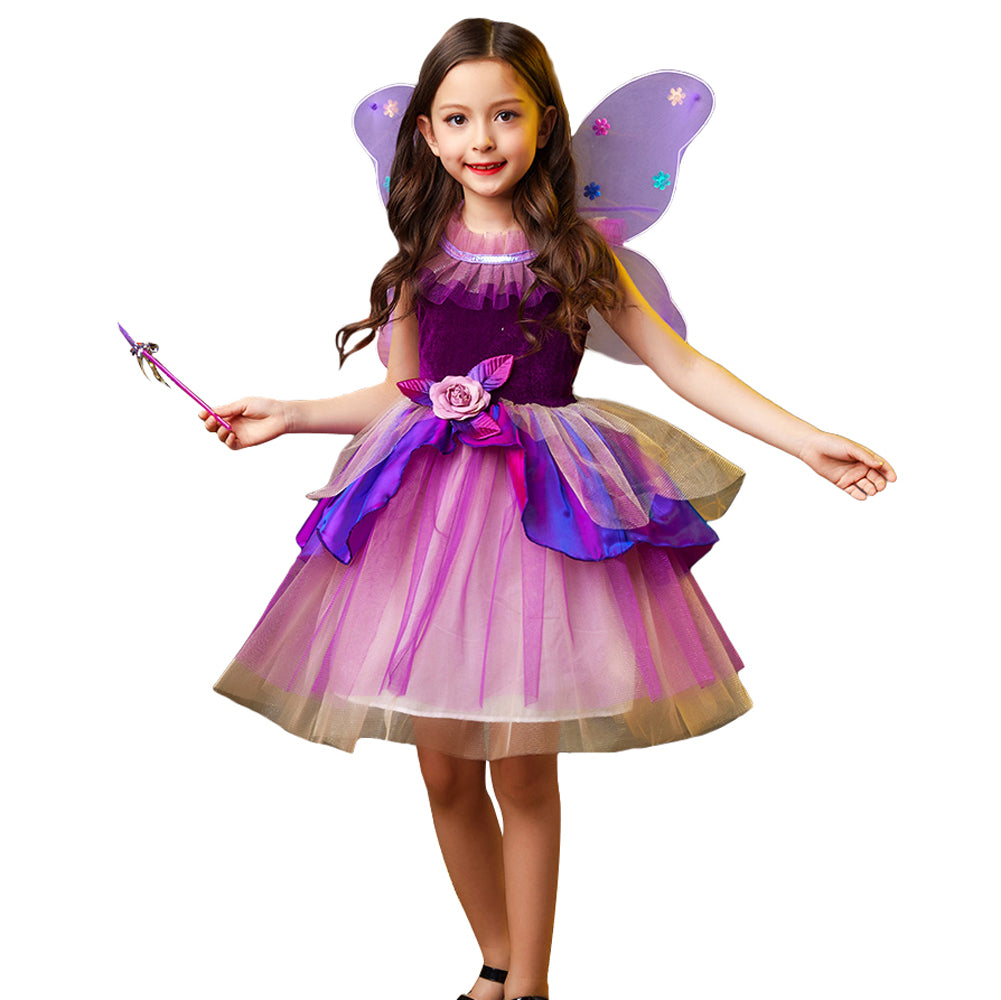 Girl‘s Elf Costume Princess Fairy Outfit Halloween Party Fancy Dress