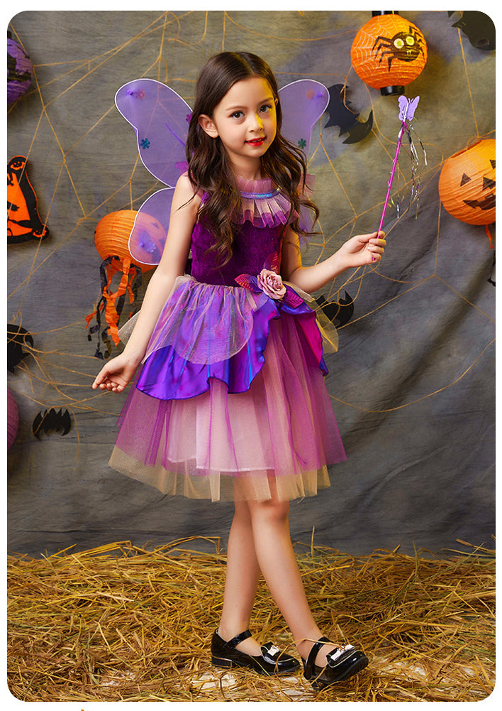 Girl‘s Elf Costume Princess Fairy Outfit Halloween Party Fancy Dress