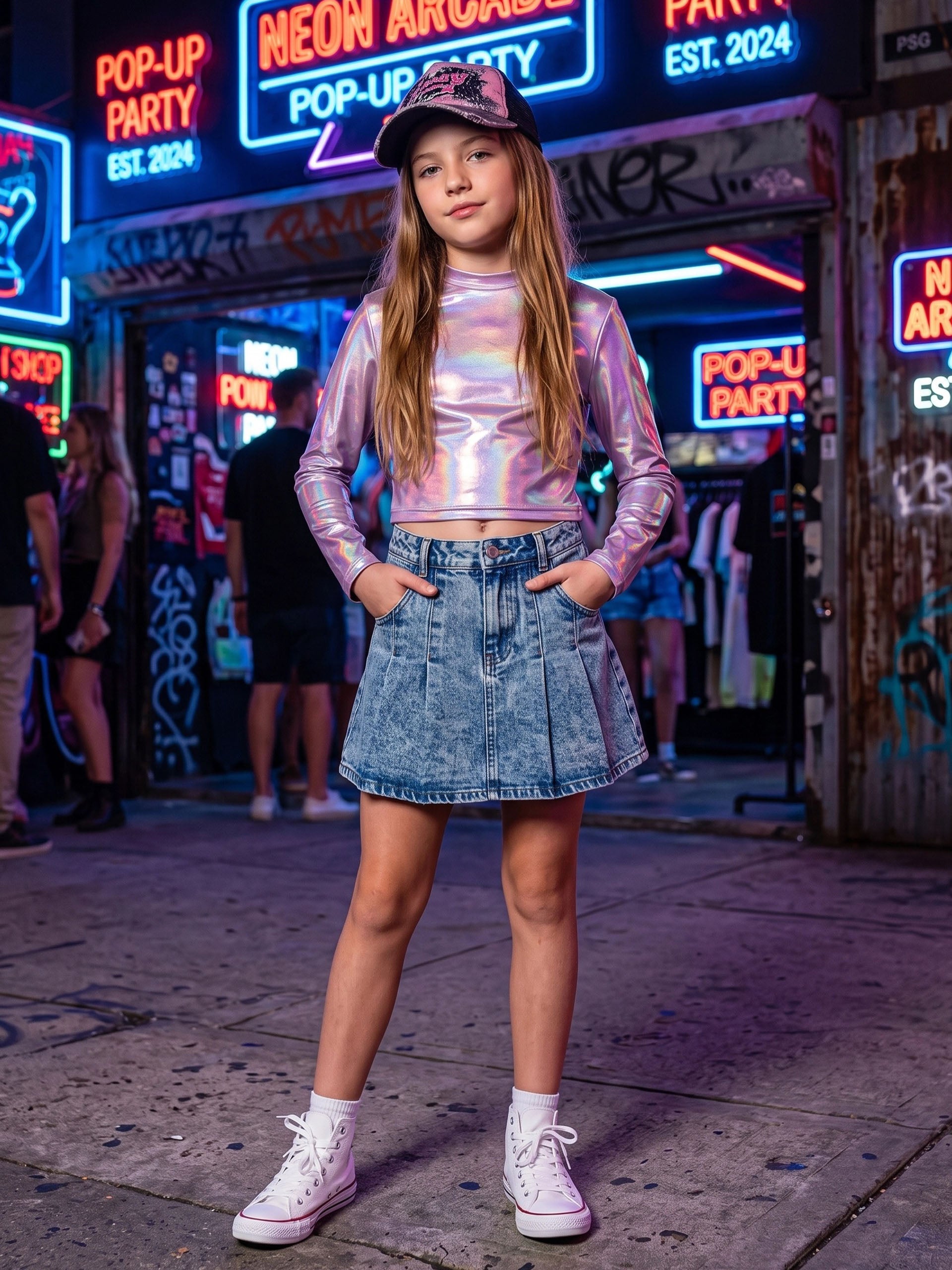 Metallic Dance Tops for Girls Long Sleeve Cropped Top
