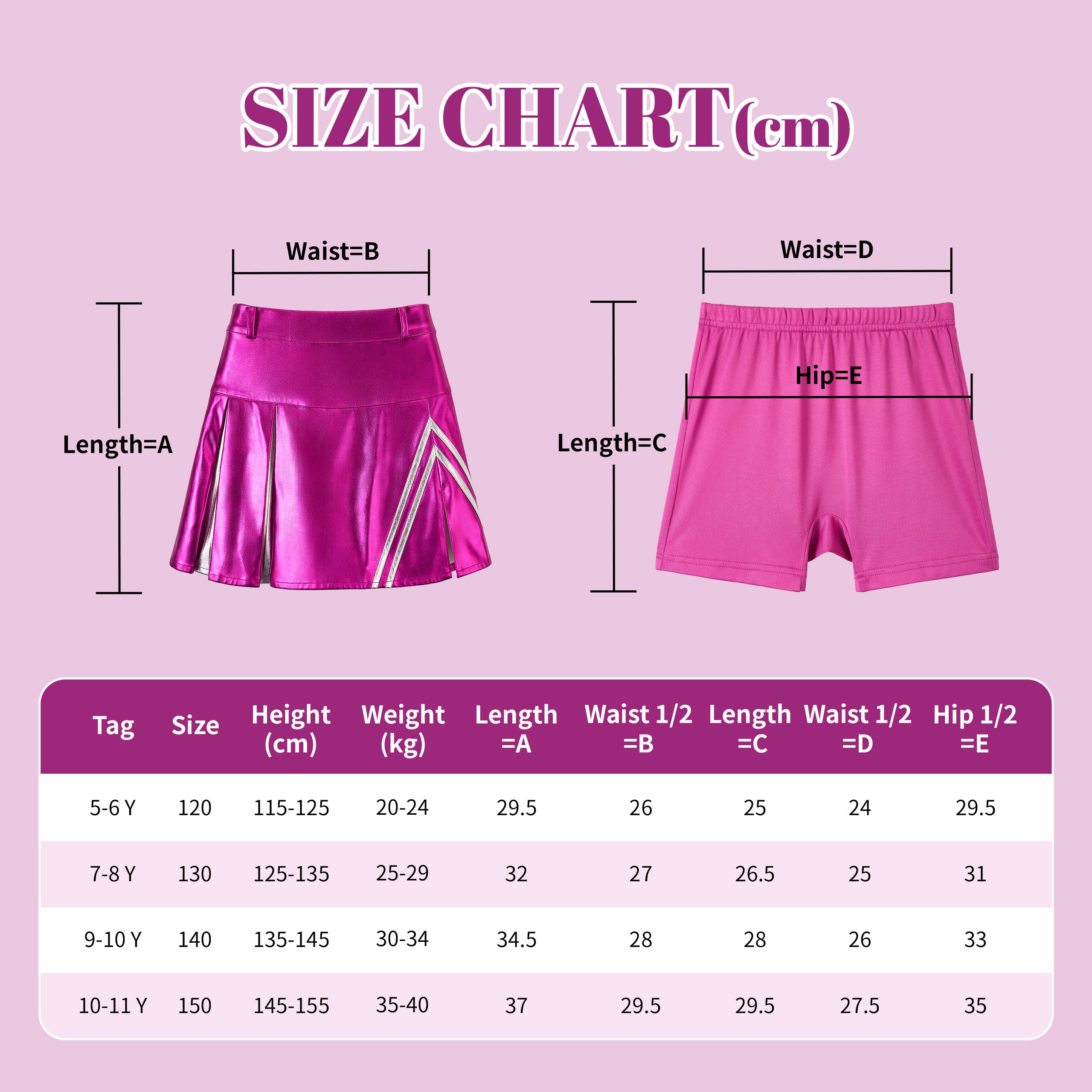 Girls 3Pcs Pleated Metallic Skirt with Shorts, Detachable Belt