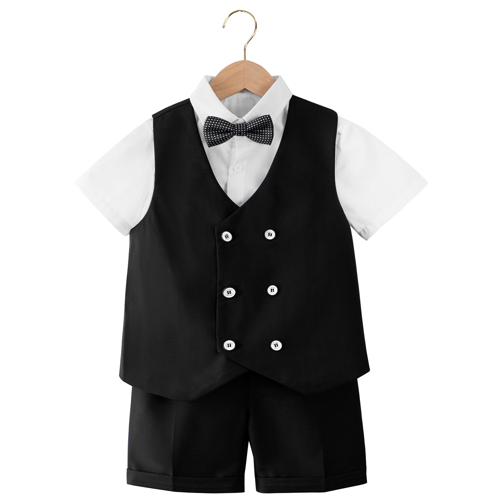 Summer Boys Suit, 4Pcs Kids Waistcoat Tuxedo Wedding Ring Bearer Outfit