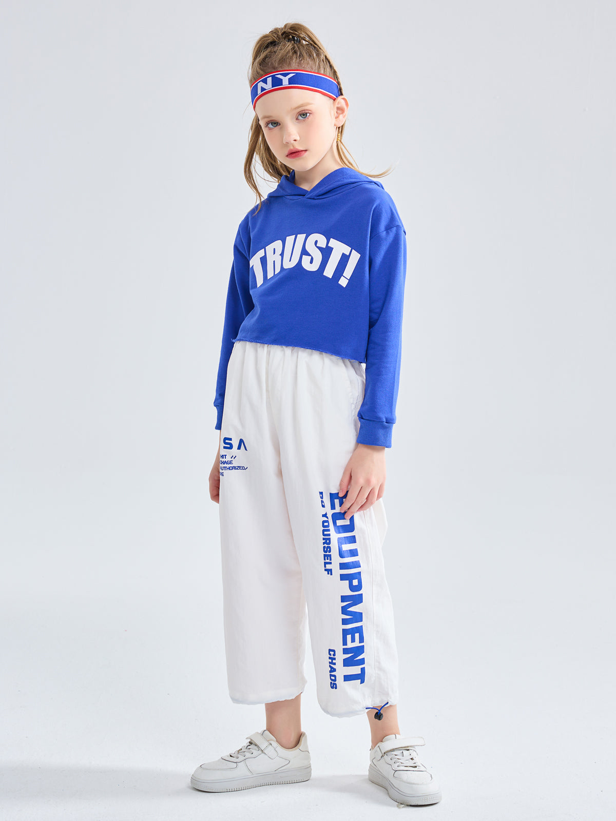 [VIP]Girls Hip Hop Cropped Hoodie Joggers Party Clothes Set