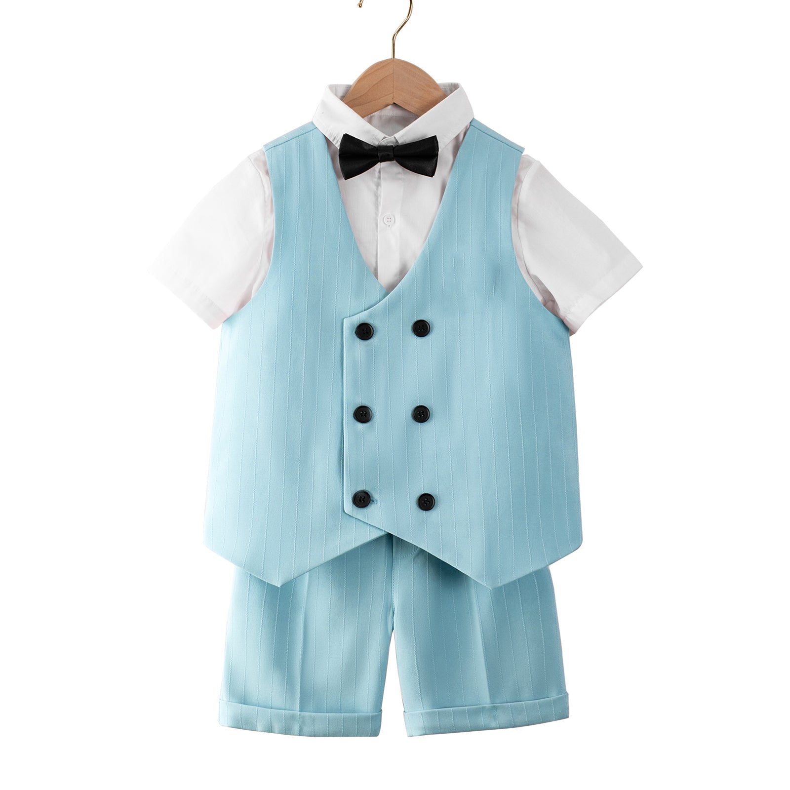 Summer Boys Suit, 4Pcs Kids Waistcoat Tuxedo Wedding Ring Bearer Outfit