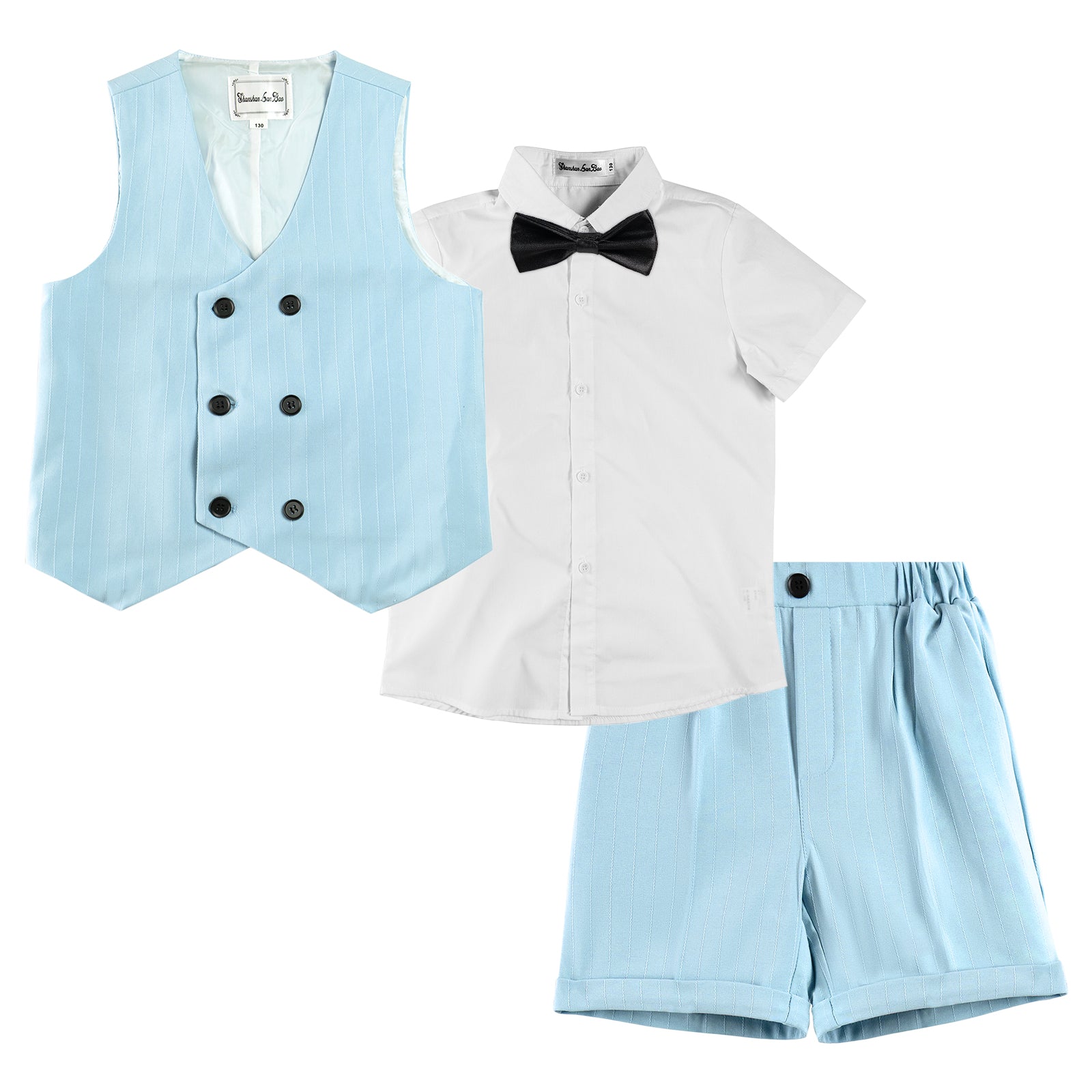 Summer Boys Suit, 4Pcs Kids Waistcoat Tuxedo Wedding Ring Bearer Outfit