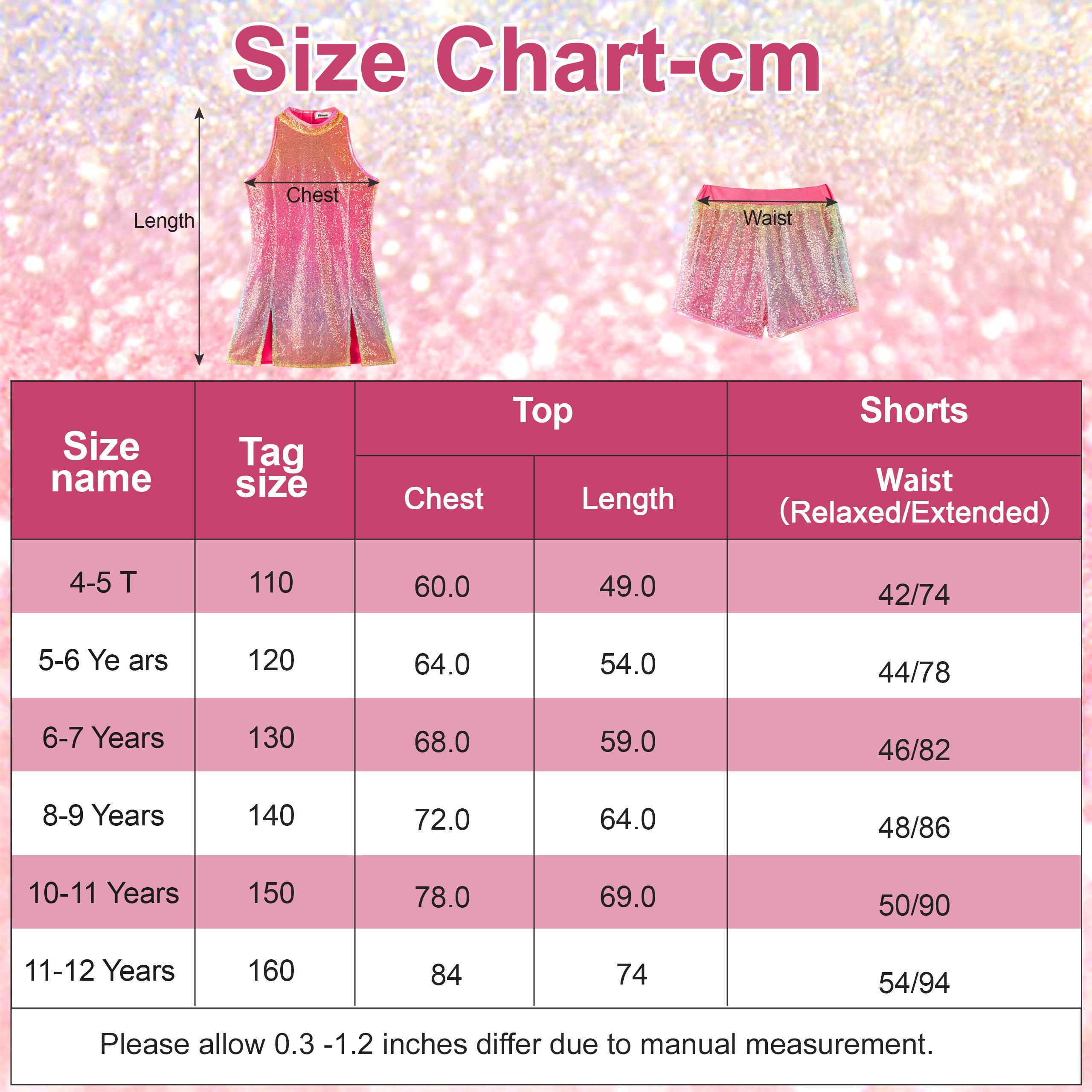 [VIP]Girl's Sparkle Sequins Sleeveless Top Shorts Performance Outfits
