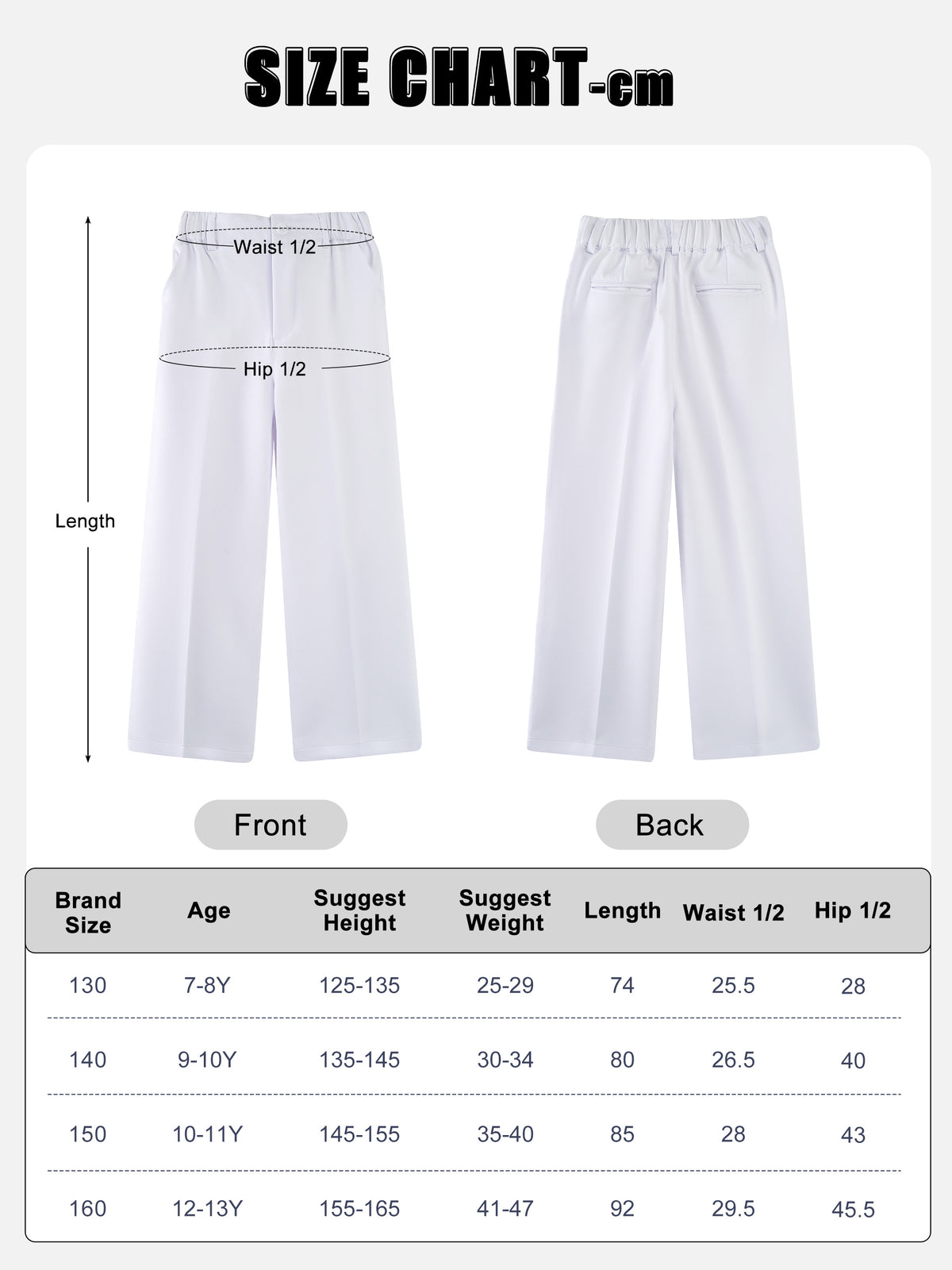 Girls Dress Pants Wide Leg Kids School Uniform Slacks