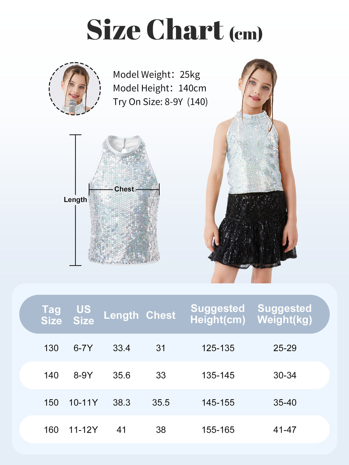 Girls Sequin Halter Top Stretchy Tank Sparkly Dance Shirt