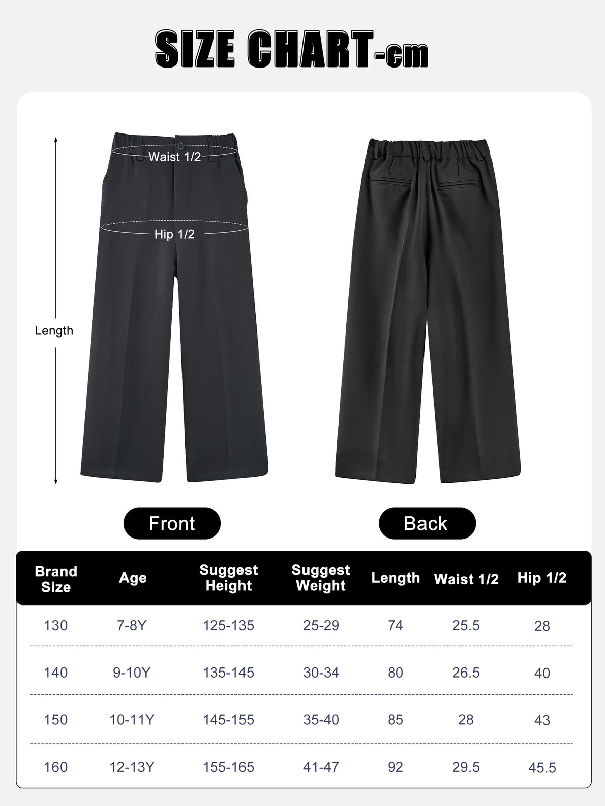 Girls Dress Pants Wide Leg Kids School Uniform Slacks