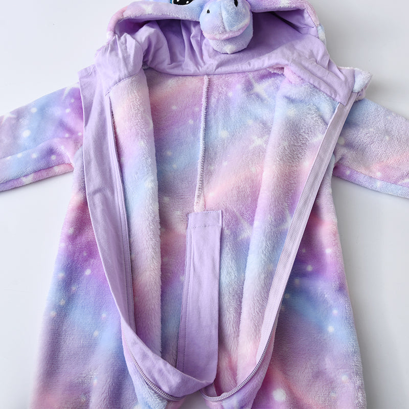 Lolanta Baby Toddler Girls Unicorn One-piece Fleece Hooded Rompers