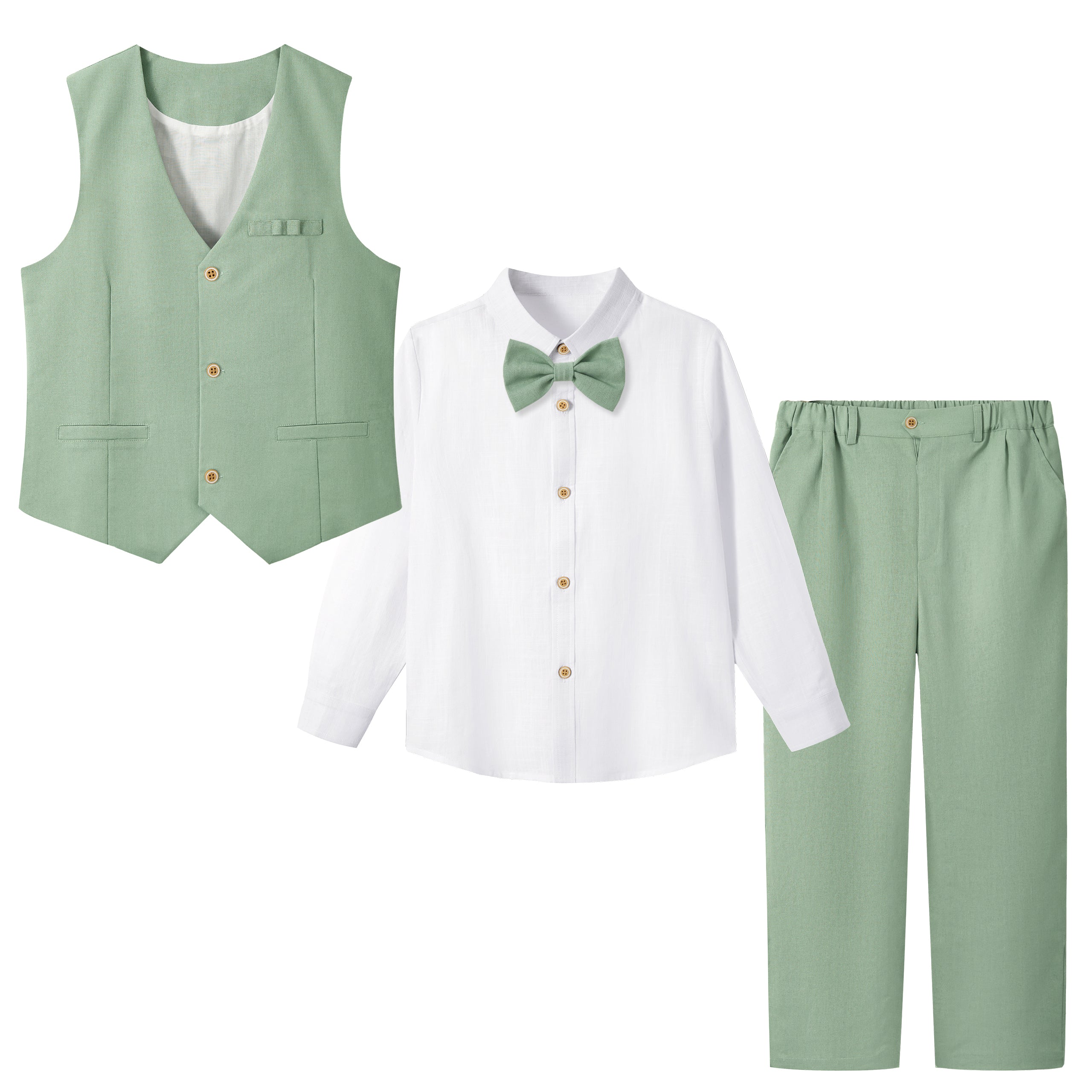 Boys Linen Suit Dress Clothes Kids Graduation Wedding Outfit