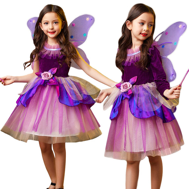 Girl‘s Elf Costume Princess Fairy Outfit Halloween Party Fancy Dress
