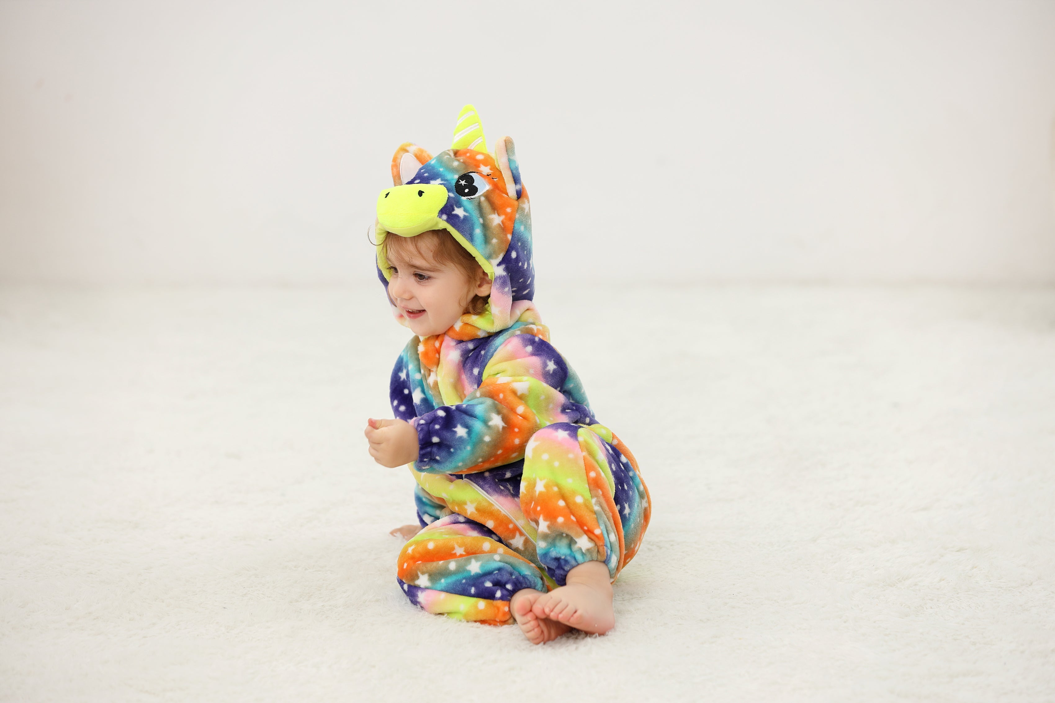 Lolanta Baby Toddler Girls Unicorn One-piece Fleece Hooded Rompers