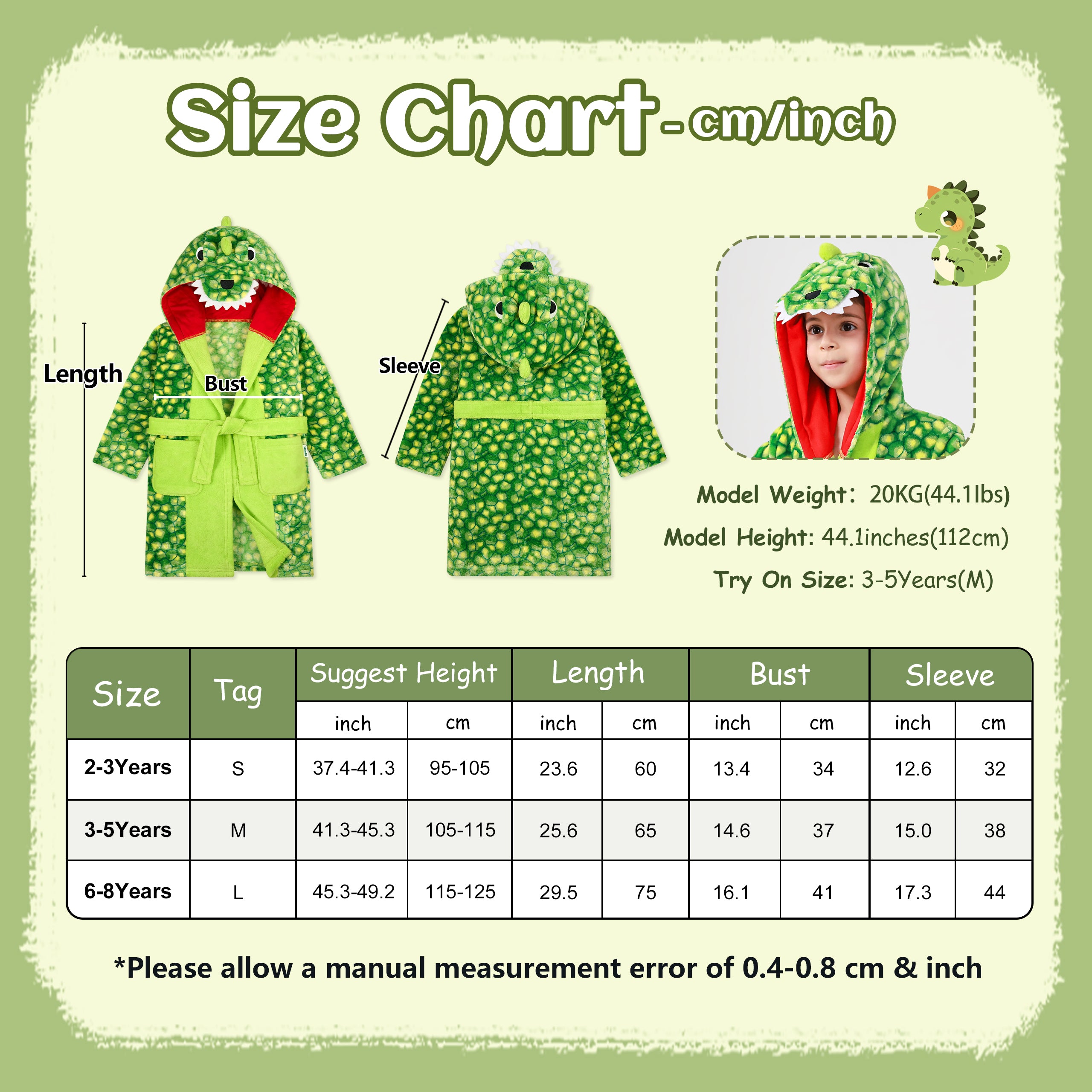 Boys Hooded Robes Fleece Dinosaur Bathrobe