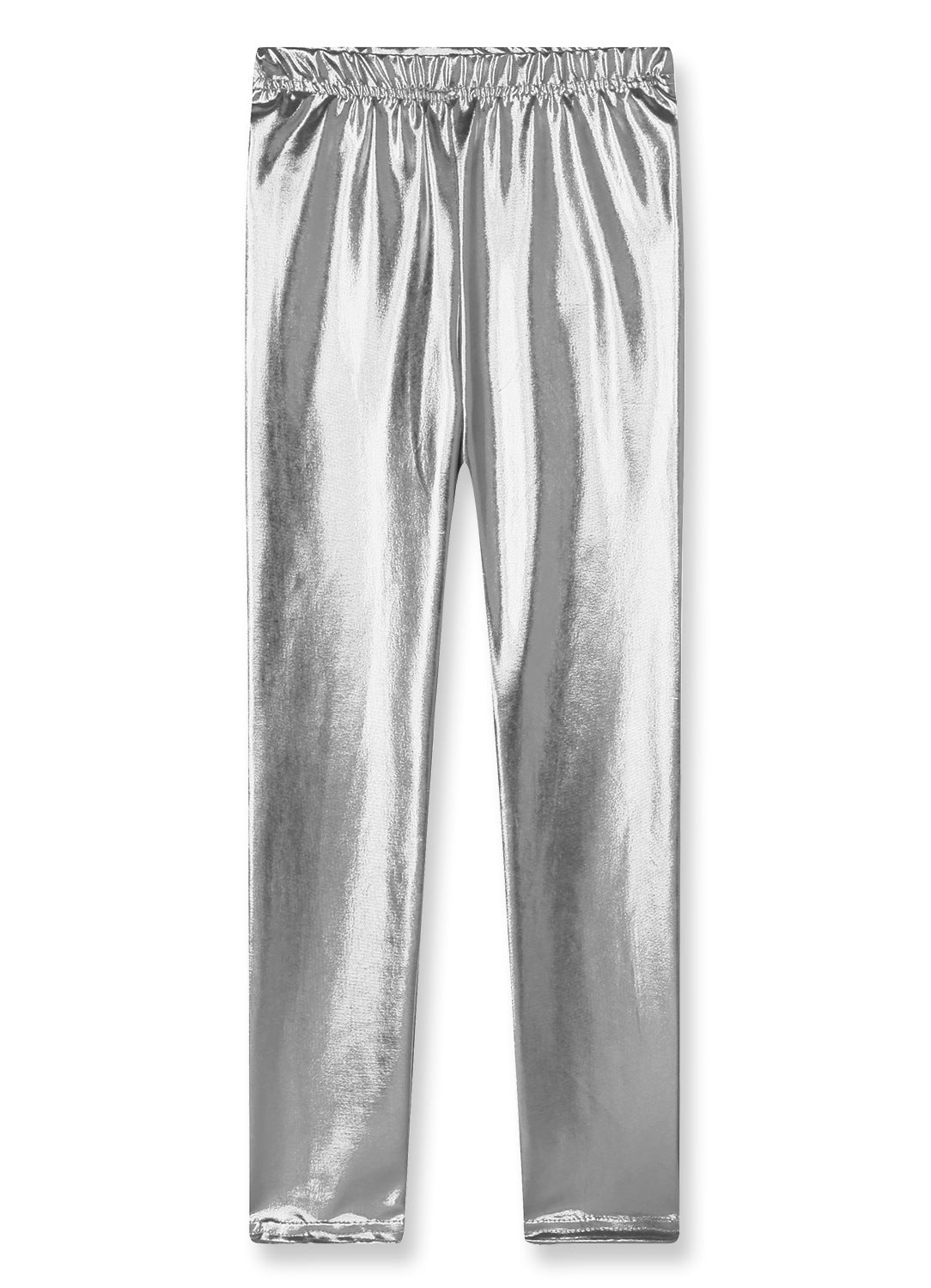 Girls Metallic Leggings Ankle Length Shiny Dance Pants