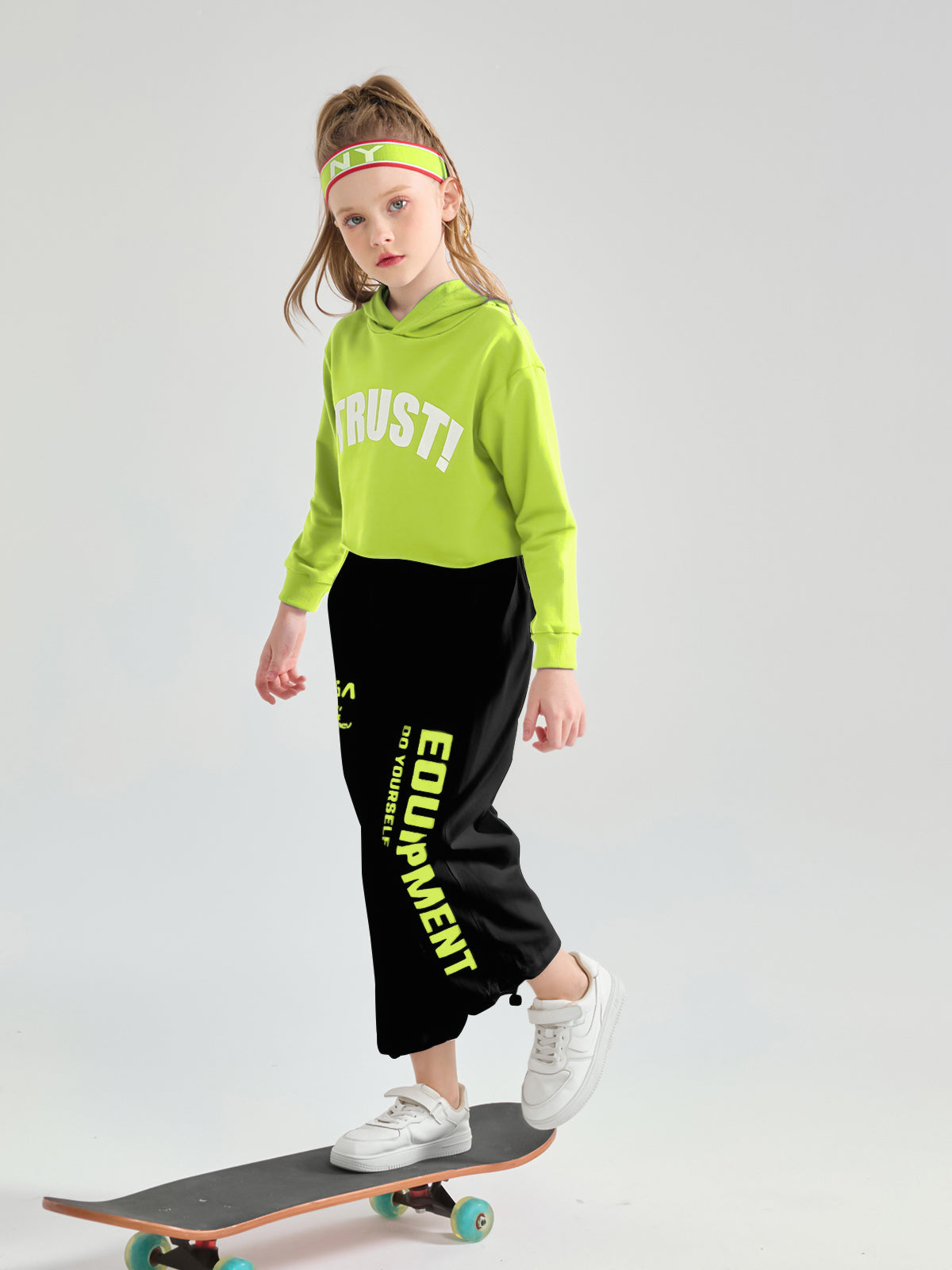 [VIP]Girls Hip Hop Cropped Hoodie Joggers Party Clothes Set