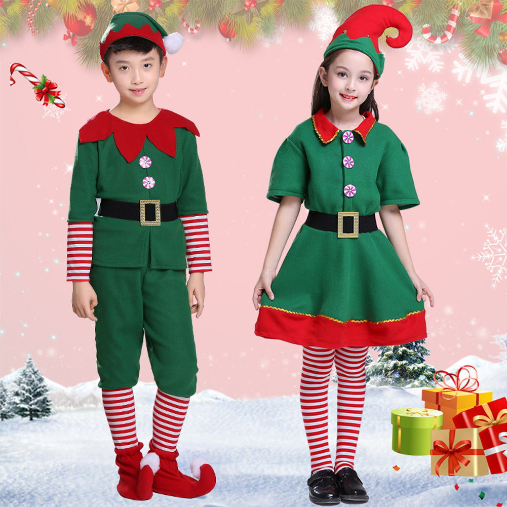 Halloween Unisex Kids Costumes Christmas Elf Show Cosplay Costumes