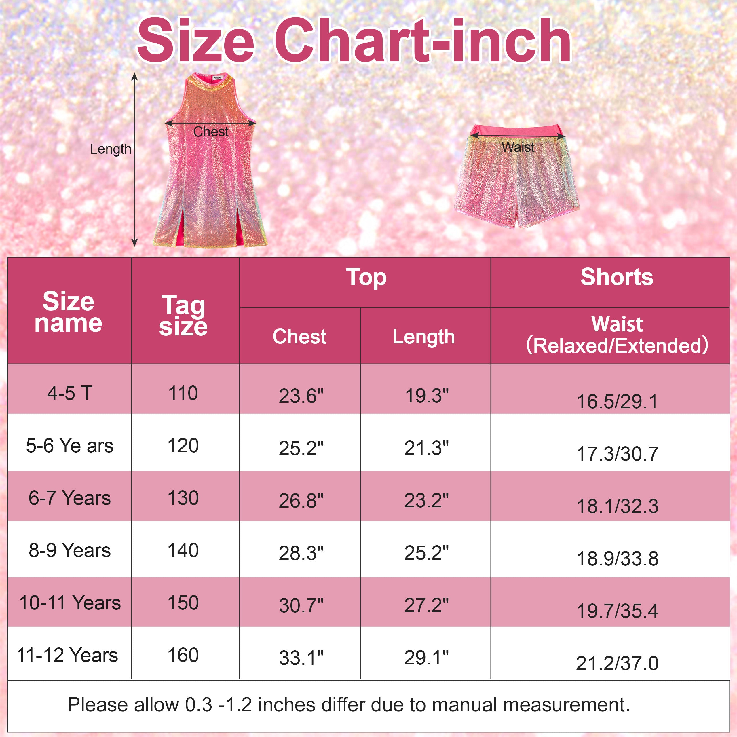 [VIP]Girl's Sparkle Sequins Sleeveless Top Shorts Performance Outfits