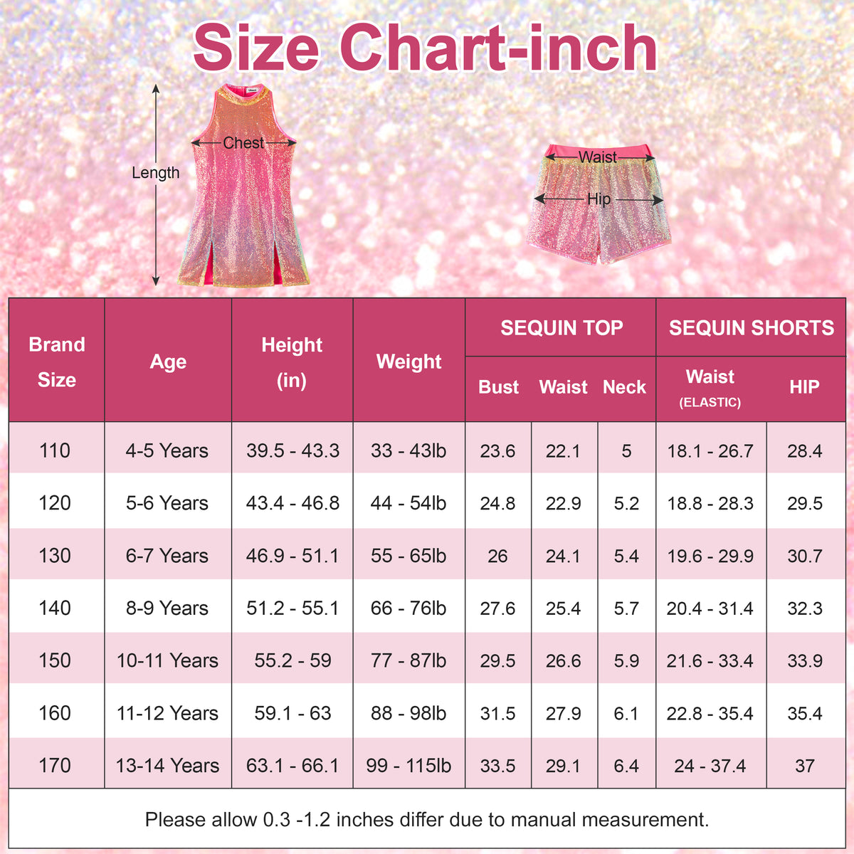 [VIP]Girl's Sparkle Sequins Sleeveless Top Shorts Performance Outfits