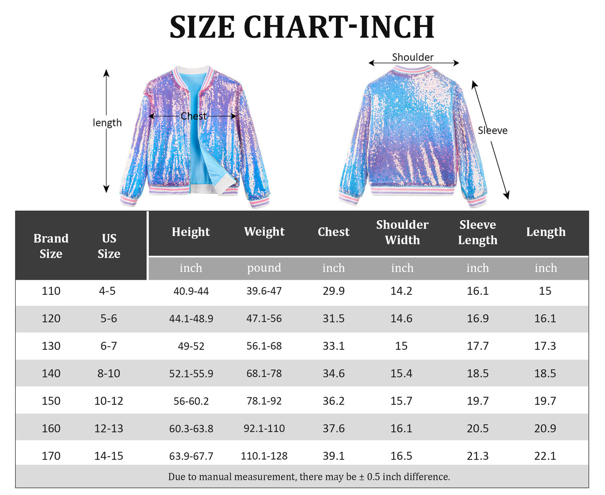 Girls Sequin Jacket Long Sleeve Kids Bomber Coats