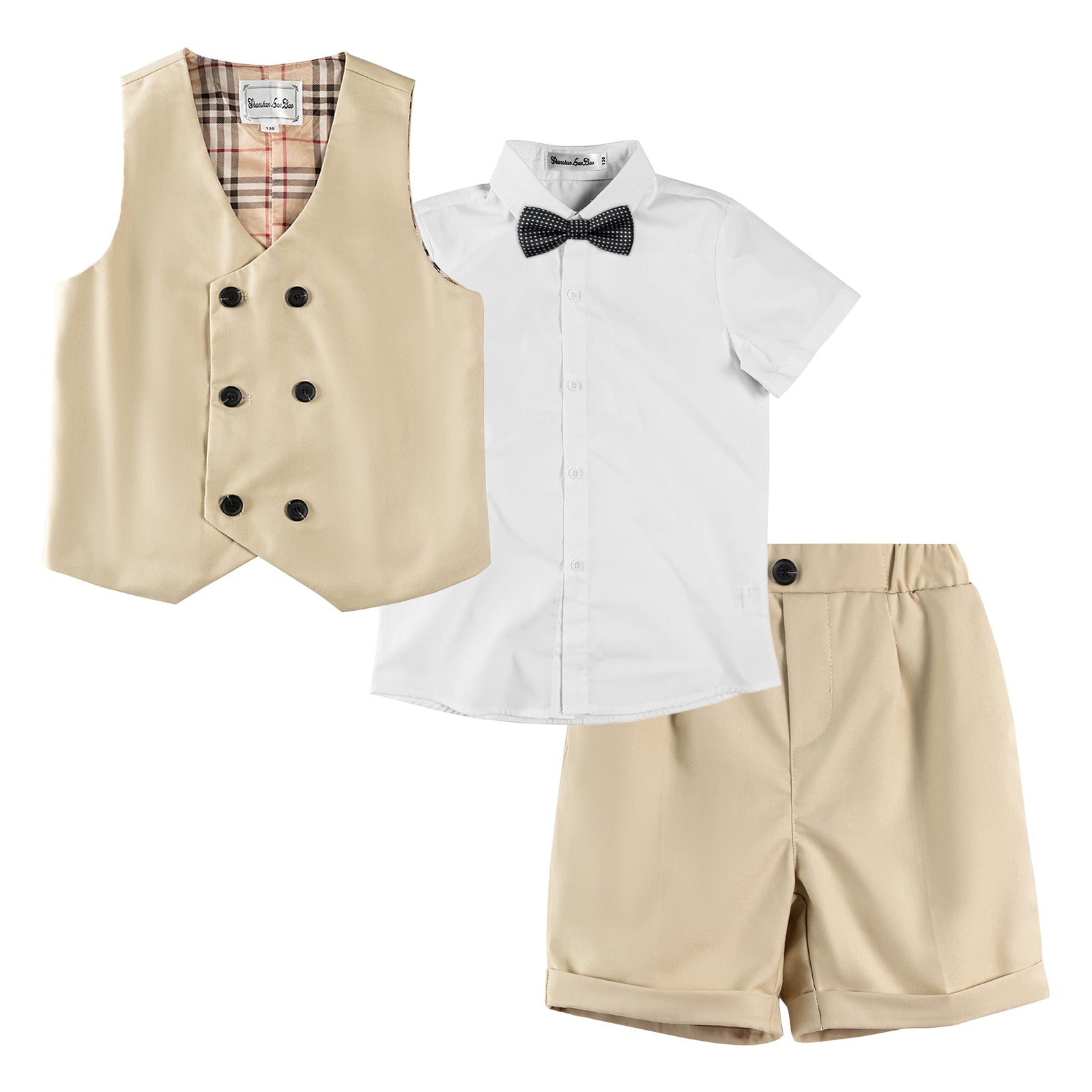 Summer Boys Suit, 4Pcs Kids Waistcoat Tuxedo Wedding Ring Bearer Outfit