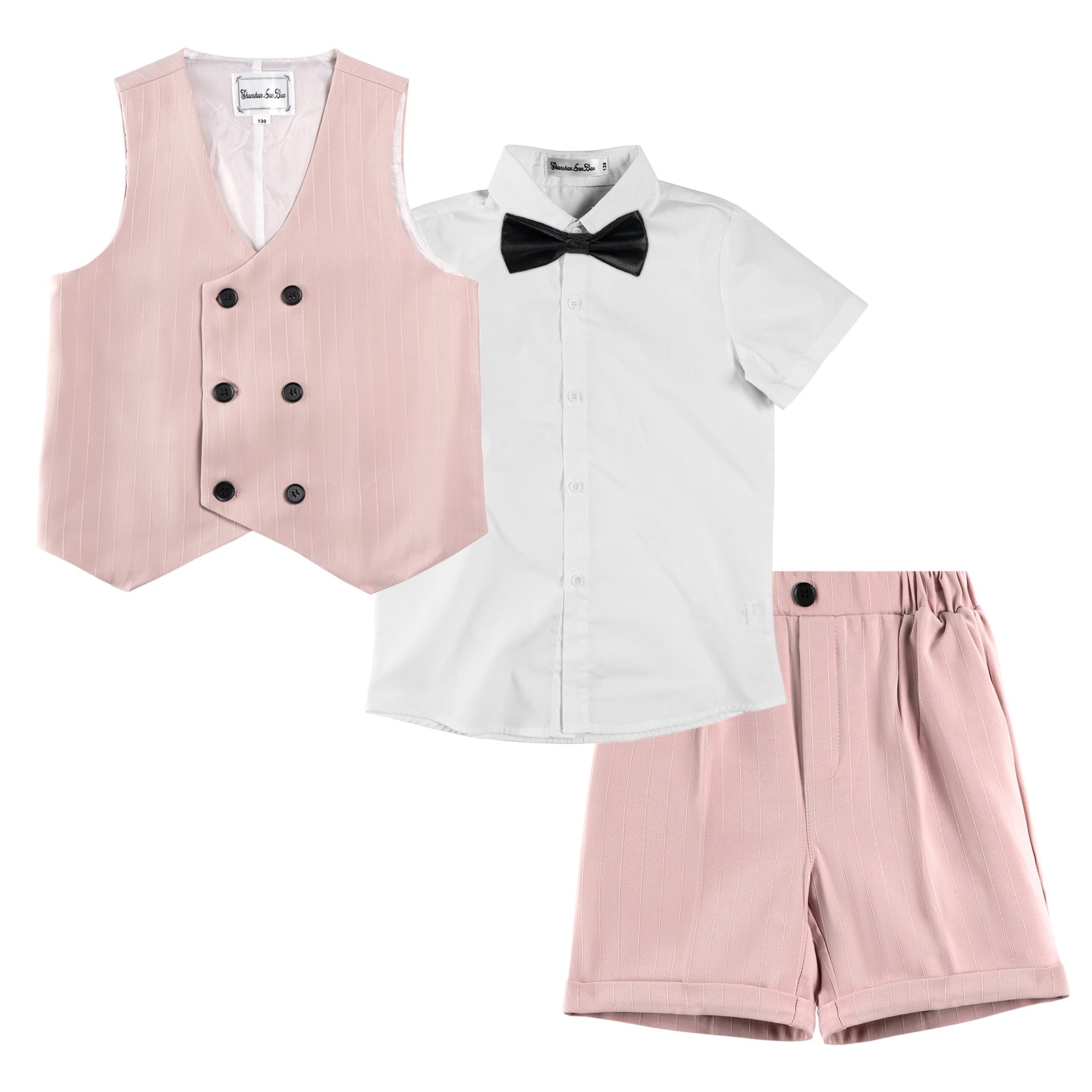 Summer Boys Suit, 4Pcs Kids Waistcoat Tuxedo Wedding Ring Bearer Outfit