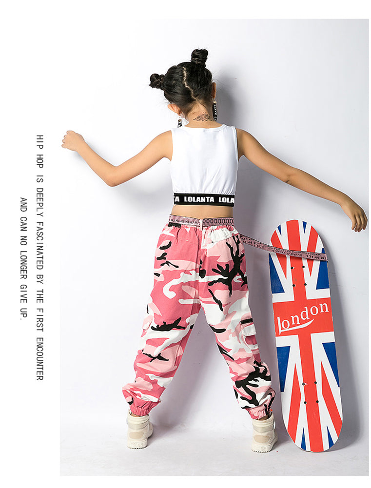 LOLANTA 2-delige kledingset voor meisjes, hiphop street dance, solo- kledingset, crop tank top camouflage joggingbroek, Roze (Dusty Pink), 10-11 años LOLANTA 2-delige kledingset voor meisjes, hiphop street dance, solo- kledingset, crop tank top camouflage joggingbroek, Roze (Dusty Pink), 10-11 años