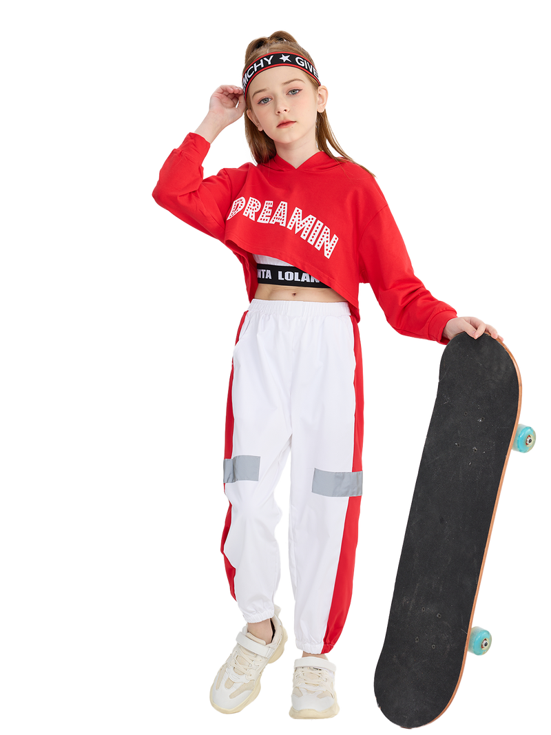 Kids 2 Piece Outfits Sweatsuit Girls Crop Tops Hoodies Sweatshirts  Sweatpants Jogger Set Active Tracksuit E-Pink, 11-12 Years