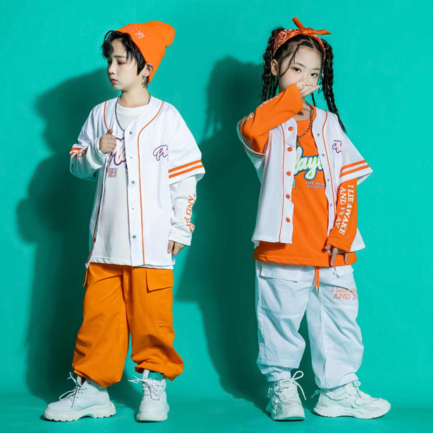 Kids Baseball Jersey Boys Button Shirt Girls Hip Hop Dance Outfits