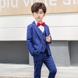 Boy's Business Formal Blazer Vest Pants Set Bow Tie Slim Fit