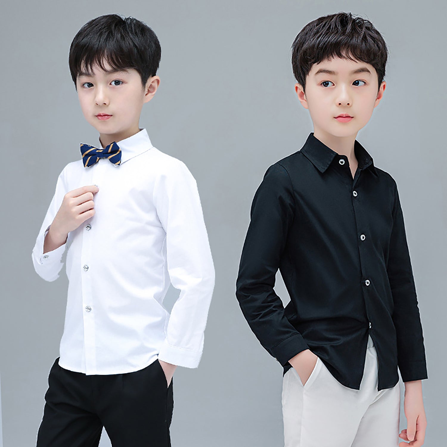 LOLANTA Boy's School Formal Ceremony Long Sleeves Shirt Bowtie Necktie