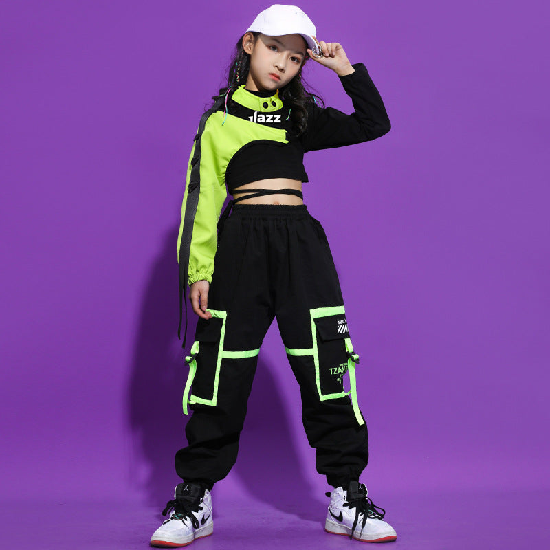 [VIP]Girl's Team Stage Fashion Crop Top Pants Hip Pop Dance Sets