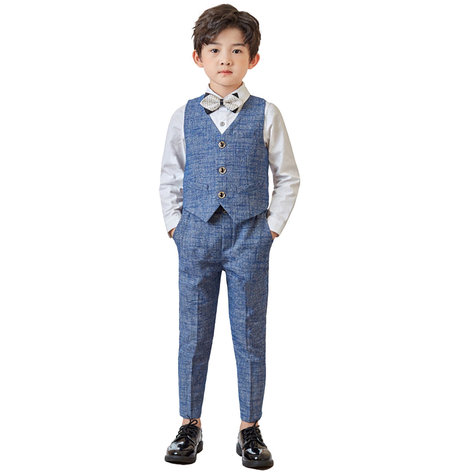 Boys Vest Pant Bow Tie Set Formal Suit