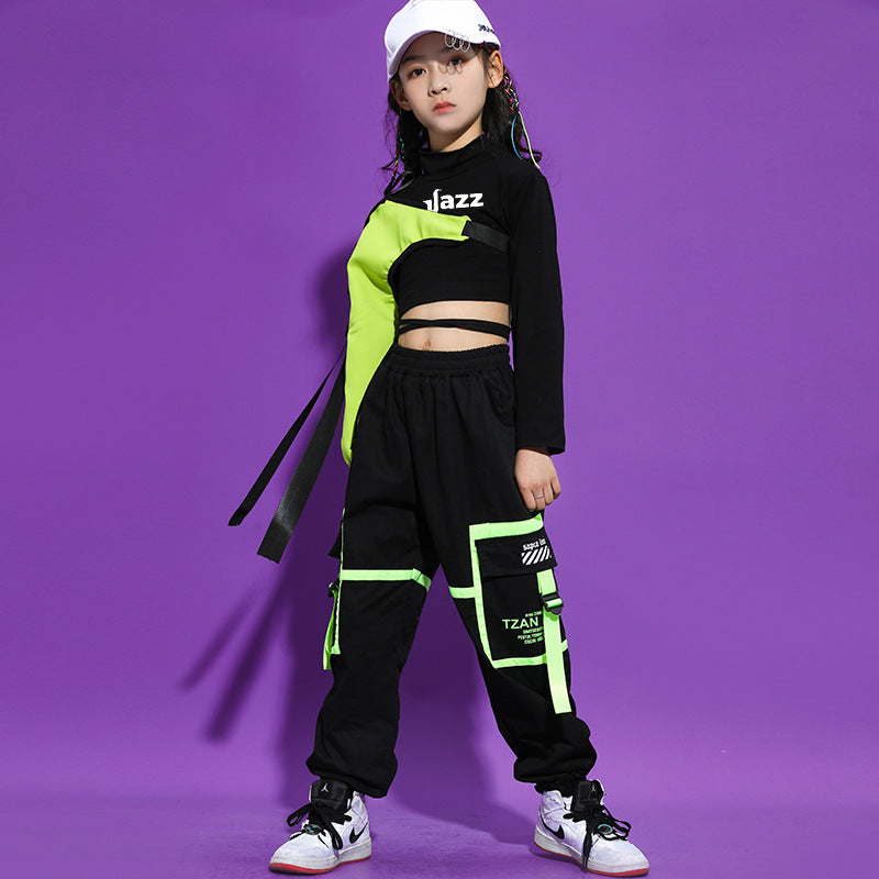 [VIP]Girl's Team Stage Fashion Crop Top Pants Hip Pop Dance Sets