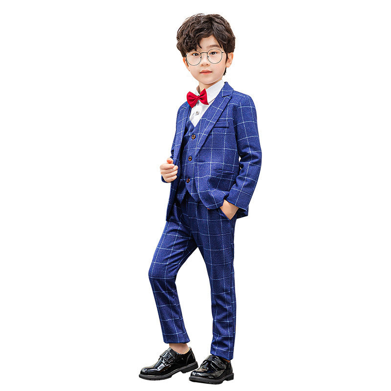 Boy's Business Formal Blazer Vest Pants Set Bow Tie Slim Fit